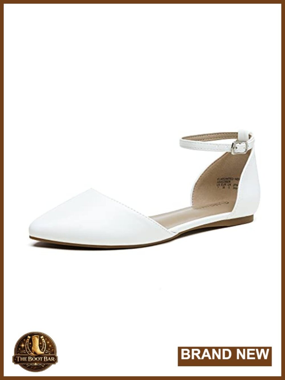 D'Orsay Pointed Toe Flat Shoes for Women Ankle Strap PU Leather Non-Slip